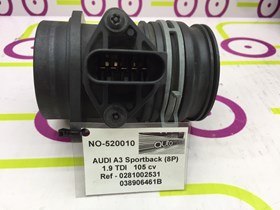 Medidor Massa de Ar Audi A3 Sportback (8P) 1.9 105Cv de 2007 - Ref OEM :  281002531